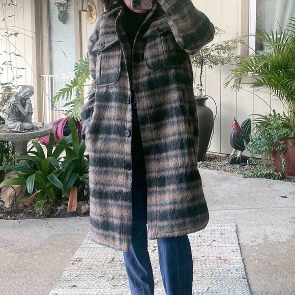 RELISTED 7 For All Mankind | Brushed Plaid Longline Coat - Picture 5 of 8
